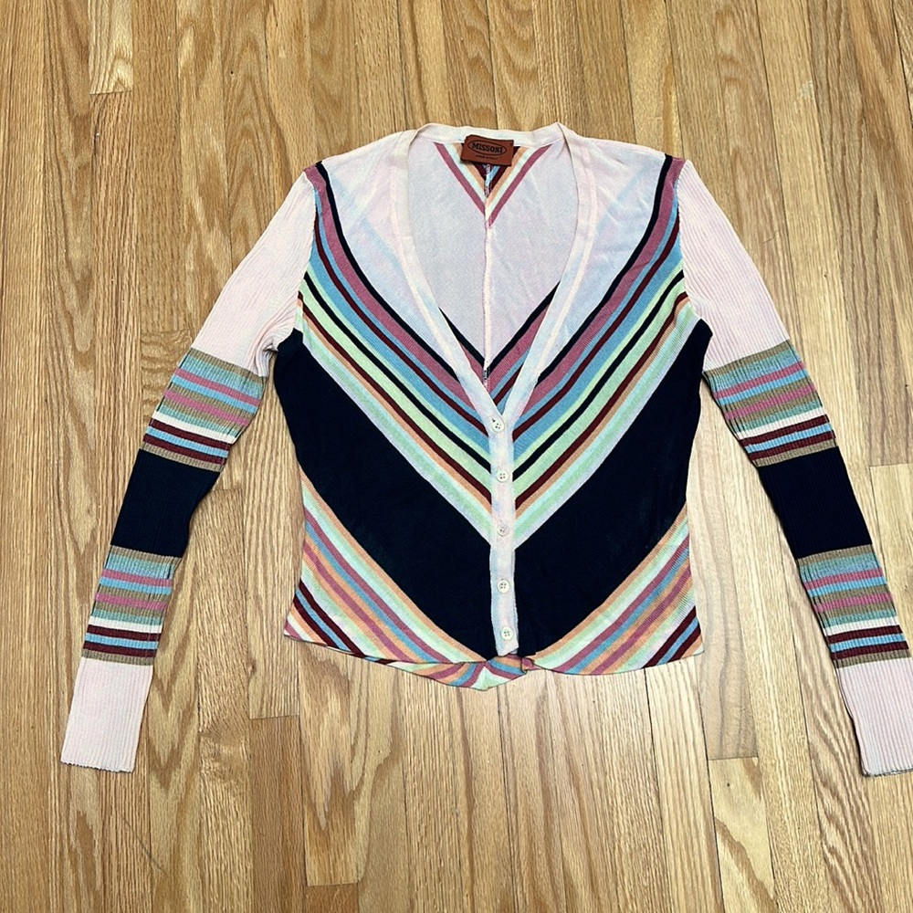 Missoni chevron striped pink cardigan